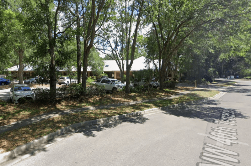 View of the building after turning into the office park